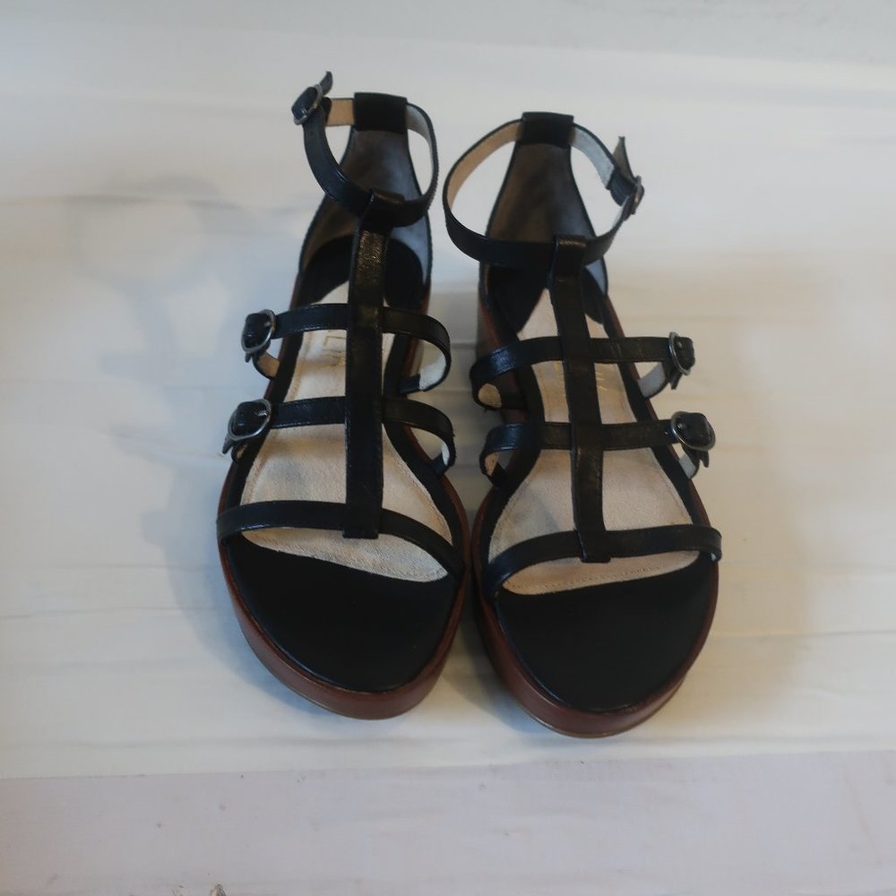 NWT Womens Klik "Jodi" Black Leather Strappy Sandals Sz 6 *